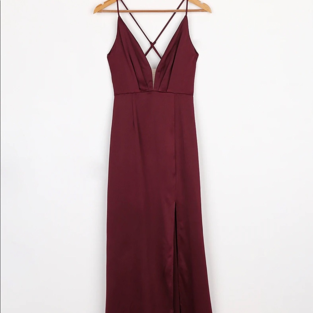 Lulu’s Take a Chance on Love Burgundy Maxi Dress